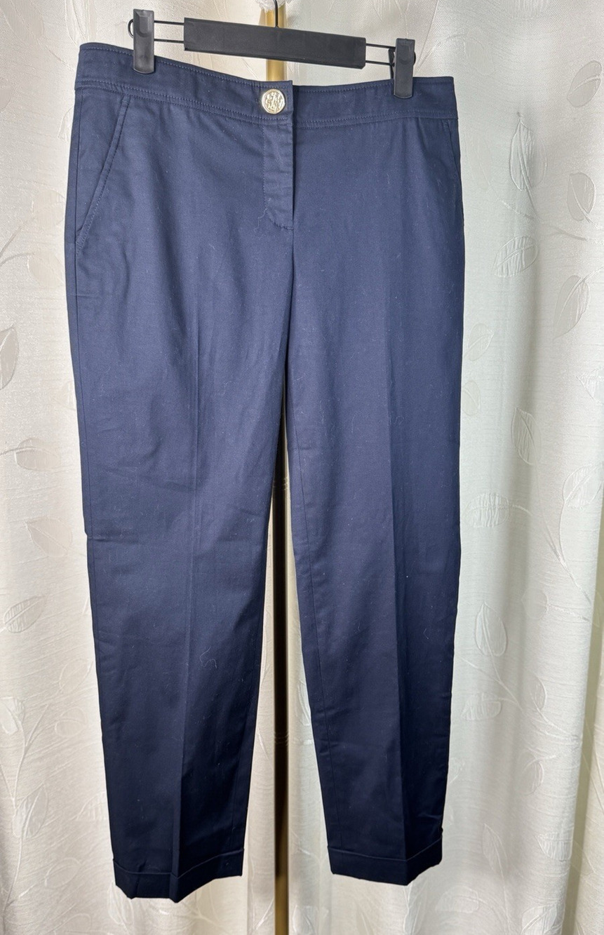 Tory Burch Trendy Straight Leg Cuffed Stretch Trousers, Size 8, NWT, MSRP $265